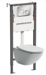 CERAMICA NOVA Комплект Подвесной унитаз MONO Rimless + Система инсталляции Balance кнопка Circle, хром глянцевый CN1905_121001CH - фото 278364