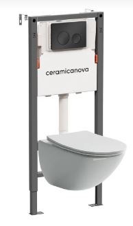 CERAMICA NOVA Комплект Подвесной унитаз MONO Rimless + Система инсталляции Balance кнопка Circle, черный матовый CN1905_121001MB - фото 278365