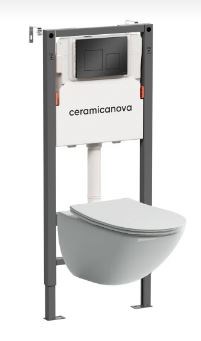 CERAMICA NOVA Комплект Подвесной унитаз MONO Rimless + Система инсталляции Balance кнопка Square, черный матовый CN1905_121002MB - фото 278371
