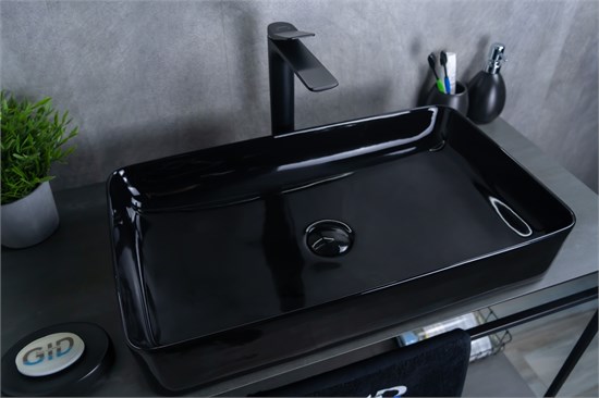 GID Раковина BL9396 53346 накладная черная глянцевая 60x34x11 GID-53346 - фото 279391