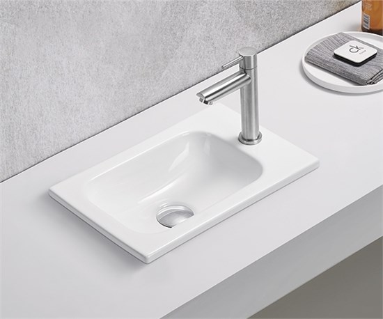 GID Раковина N3340 71170 встраиваемая сверху белая 40.5x26x10 GID-71170 - фото 279667