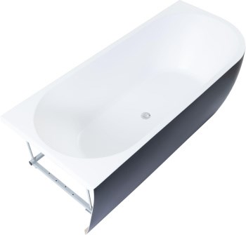 AQUANET Family Ванна акриловая асимметричная левая пристенная размер 180x80 см, цвет черный AQUANET-3805-N-MW-MB - фото 280197