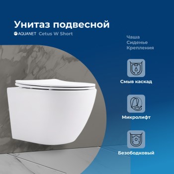 AQUANET Унитаз подвесной Rimless Cetus W Short LX-1900, белый AQUANET-249710 - фото 280540