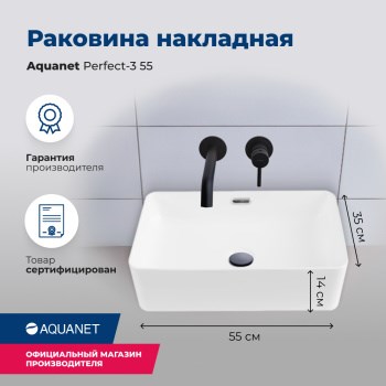 AQUANET Perfect Раковина накладная ширина 50 см, черный AQUANET-273677 - фото 281481