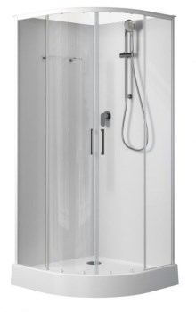 AQUANET Passion EVO Душевая кабина четверть круга размер 100x100 см профиль - белый / стекло - прозрачное AQUANET-281965 - фото 282366