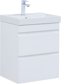 AQUANET Slim Тумба под раковину напольная / подвесная ширина 50 см, цвет белый AQUANET-346046 - фото 286129