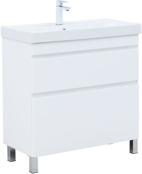 AQUANET Slim Тумба под раковину напольная ширина 80 см, цвет белый AQUANET-346044 - фото 286204