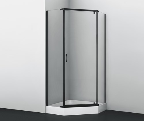 WASSERKRAFT Wiese 84P Душевой уголок пятиугольный размер 90x90 см двери распашные профиль - черный / стекло - прозрачное WASSERKRAFT 84P11 - фото 290130