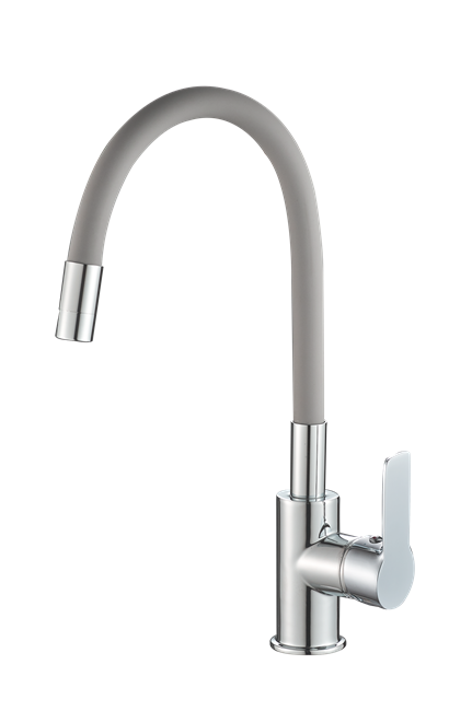 RUSH Siple Смеситель для кухонной мойки с гибким изливом (SI7335-60Grey), цвет хром / серый SI7335-60Grey - фото 291179