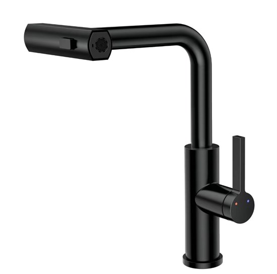 RUSH Tinos Смеситель для кухни с выдвижной лейкой (TI3732-18Black), цвет черный матовый TI3732-18Black - фото 291344