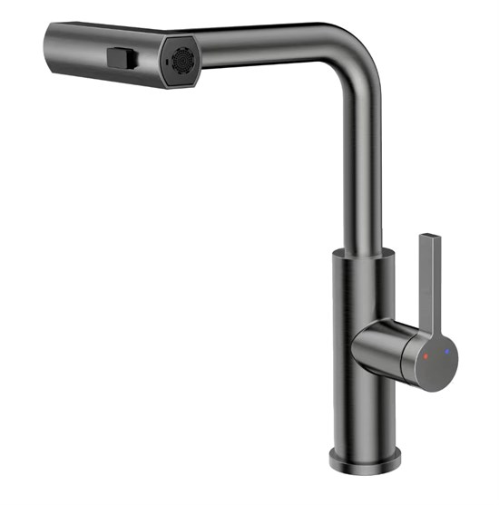 RUSH Tinos Смеситель для кухни с выдвижной лейкой (TI3732-18Grey), цвет графит TI3732-18Grey - фото 291354