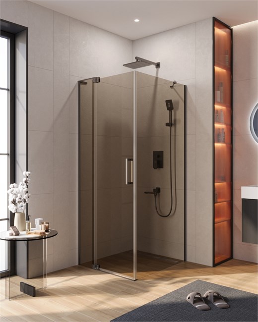 CEZARES Slider Душевой уголок прямоугольный размер 90x70 см, профиль - оружейная сталь / стекло - бронза, двери Распашная SLIDER-AH-1-90-70/80-BR-GM