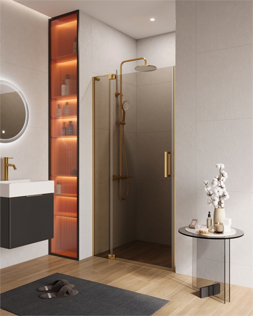 CEZARES Slider Душевая дверь в нишу ширина 100 см, профиль - брашированное золото / стекло - бронза SLIDER-B-1-100/110-BR-BORO
