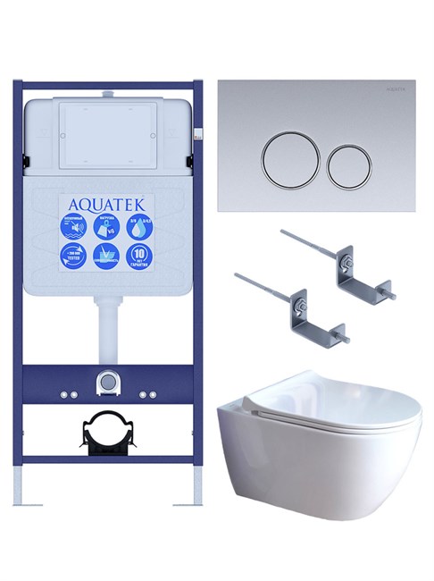 AQUATEK SET  ПОЛАРИС (рама AQUATEK Standard INS-0000012+унитаз ПОЛАРИС AQ0700-01 с тонким сиденьем soft-close+ крепеж KKI-0000002 +панель KDI-0000019) SET AQUATEK ПОЛАРИС-01-019 4в1 - фото 292484