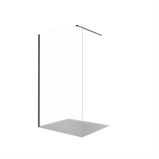 AQUATEK Душевая перегородка Walk In 140см, с держателем 1200мм, профиль черный матовый, стекло прозрачное, закаленное AQ.WI.140.1BL