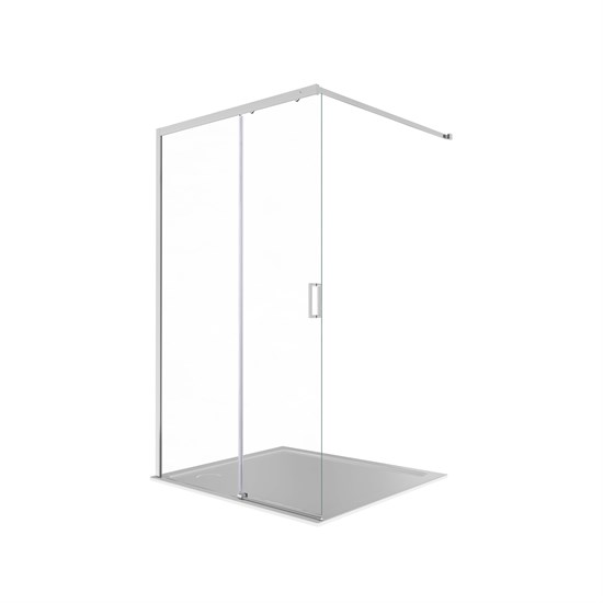 AQUATEK Душевая перегородка Walk In 120см, раздвижная, с держателем 1200мм, профиль хром, стекло прозрачное, закаленное AQ.WISL.120.1CH