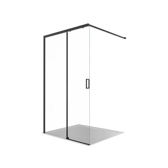 AQUATEK Душевая перегородка Walk In 120см, раздвижная, с держателем 1200мм, профиль черный матовый, стекло прозрачное, закаленное AQ.WISL.120.1BL
