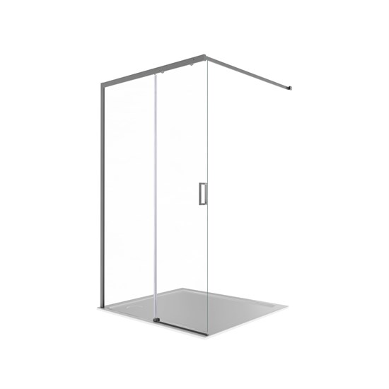 AQUATEK Душевая перегородка Walk In 120см, раздвижная, с держателем 1200мм, профиль оружейная сталь, стекло прозрачное, закаленное AQ.WISL.120.1GM