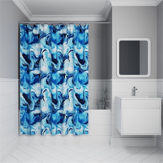 IDDIS Штора для ванной Base 200x180 см, Полиэстер (BX04P18i11) ,цвет синий BX04P18i11 - фото 294917