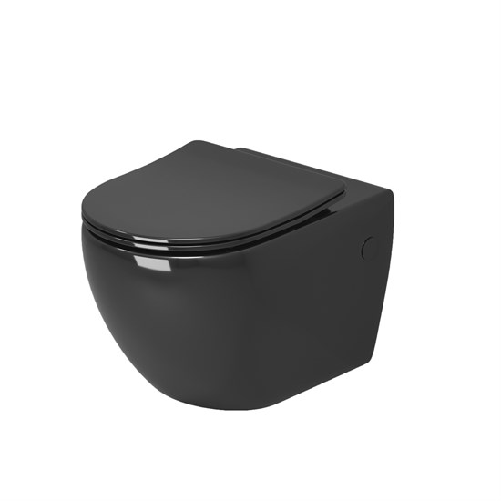 GROSSMAN Унитаз подвесной Color GR-4411BS (560х360х350) безободковый,черный с тонкой крышкой,микролифт GR-4411blackS - фото 297271