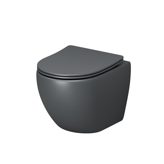 GROSSMAN Унитаз подвесной Color GR-4455GMS (495х365х375) безободковый,серый матовый с тонкой крышкой,микролифт GR-4455GMS - фото 297279