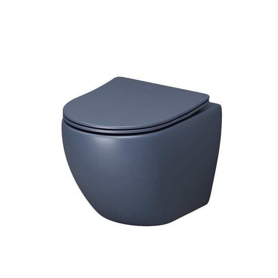 GROSSMAN Унитаз подвесной Color GR-4455BLMS (485х360х375) безободковый,синий матовый с тонкой крышкой,микролифт GR-4455BLMS - фото 297310