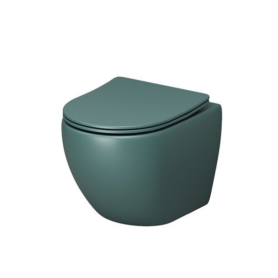 GROSSMAN Унитаз GR-4455OLMS Color (485х360х375) ЗЕЛЕНЫЙ матовый подвеснойбезободковый с тонкой крышкой GR-4455OLMS - фото 297311