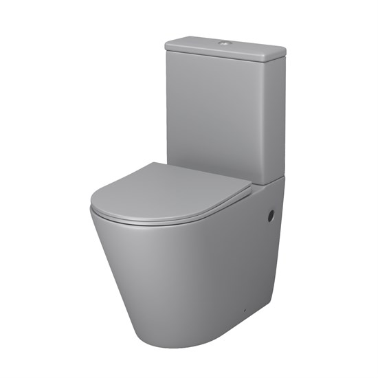 GROSSMAN Унитаз напольный Color GR-4480GLMS (620х365х810) безободковый,светло-серый матовый с тонкой крышкой,микролифт,2 места GR-4480GLMS - фото 297344