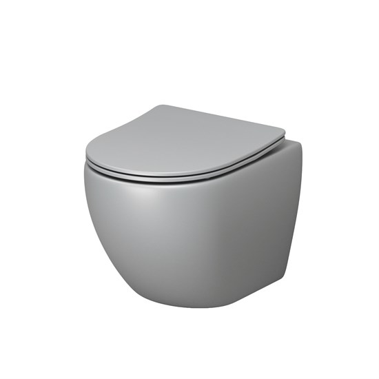 GROSSMAN Унитаз GR-4455GLMS Color (485х365х360) СВЕТЛО-СЕРЫЙ матовый подвеснойбезободковый с тонкой крышкой GR-4455GLMS - фото 297349