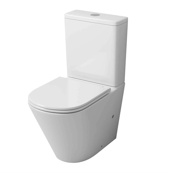GROSSMAN Унитаз напольный GR-4450SQ (605х380х825) безободковый,белый с тонкой крышкой,микролифт,смыв торнадо,2 места GR-4450SQ - фото 297362