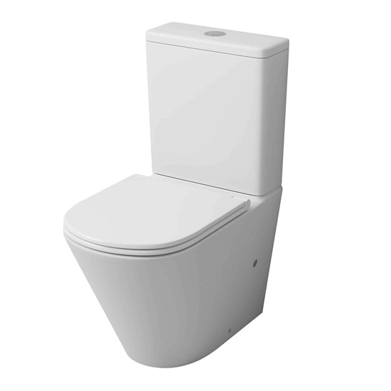 GROSSMAN Унитаз напольный GR-4450MSQ (605х380х825) безободковый,белый матовый с тонкой крышкой,микролифт,смыв торнадо,2 места GR-4450MSQ - фото 297385