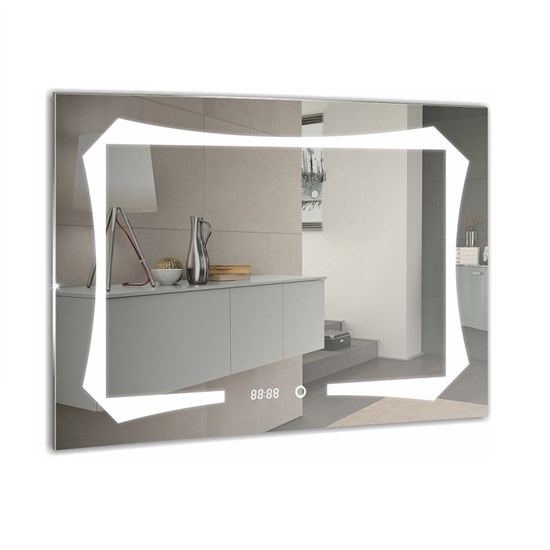 AZARIO Зеркало OTTO-4 800х600 c подсветкой и диммером, сенсор выкл+часы (ФР-00001398) ФР-00001398 - фото 298787