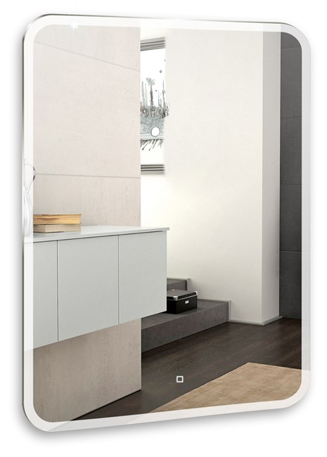 AZARIO Зеркало Стив-4 685х915 c подсветкой и диммером, подсветка+часы (LED-00002316) LED-00002316 - фото 300088