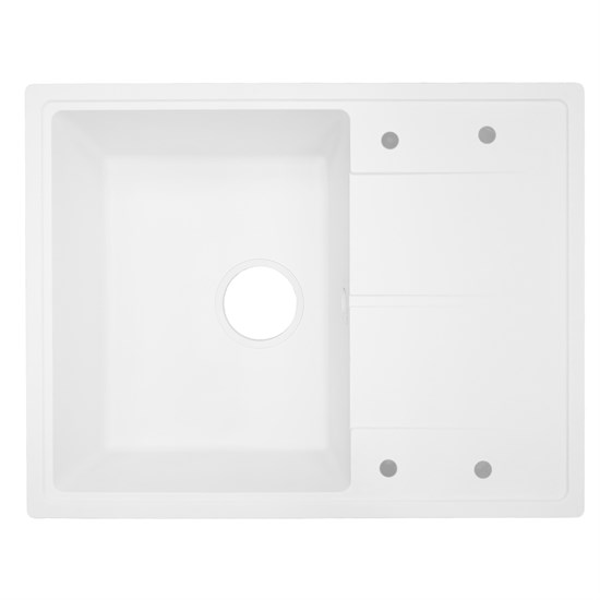 AZARIO Кухонная мойка Tavas 620х480х197 кварцевая, прямоугольная, сифон в комплекте, цвет Белый (CS00097670) CS00097670 - фото 301134
