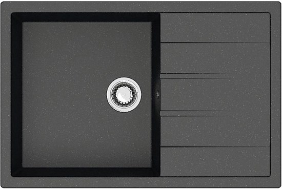 AZARIO Кухонная мойка Vision 750x505x218 искусственный мрамор, цвет черный (CS00078339) CS00078339 - фото 301916
