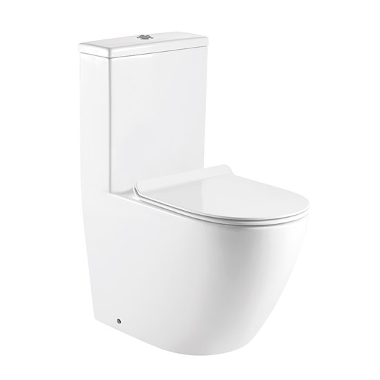 AZARIO Унитаз-моноблок  MORANO 680x370х830 напольный, безободковый, в комплекте с сиденьем дюропласт микролифт, белый (AZ-1001) AZ-1001 - фото 302318