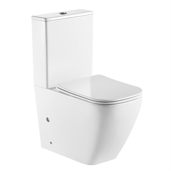 AZARIO Унитаз напольный  LEVANTO 620x380x830 безободковый в комплекте cо смывным механизмом Geberit и сиденьем микролифт (AZ-1228A-G) AZ-1228A-G - фото 303014