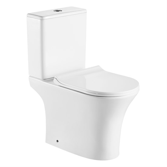 AZARIO Унитаз-компакт  FRETTA ROUND N 340х650х770 напольный, безободковый, c быстросьемным сиденьем микролифт (AZ-1038A) AZ-1038A - фото 303889