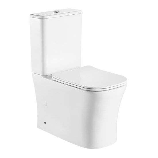 AZARIO Унитаз-компакт  ANTEO SQUARE 385х630х820 напольный, безободковый, с быстросъемным сиденьем микролифт (AZ-1218A) AZ-1218A - фото 304196