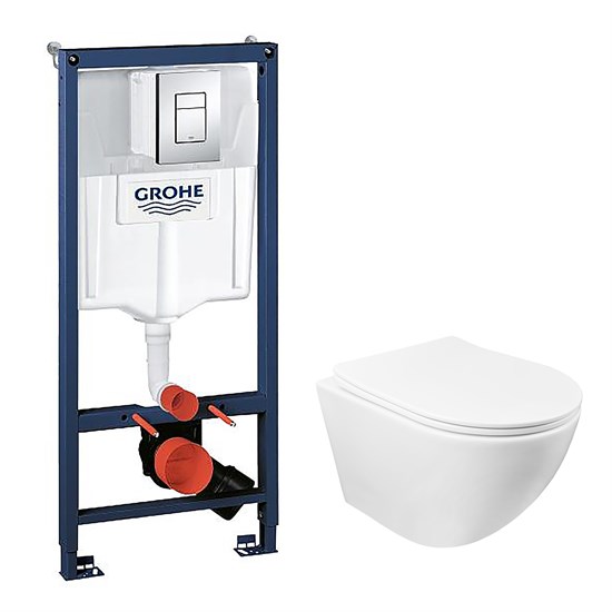 AZARIO Сет 3 в 1 инсталляция Grohe Rapid SL с клавишей смыва + подвесной унитаз Grado с быстросъемным сиденьем микролифт (38772001+AZ-0046 SP) 38772001+AZ-0046 SP - фото 305143