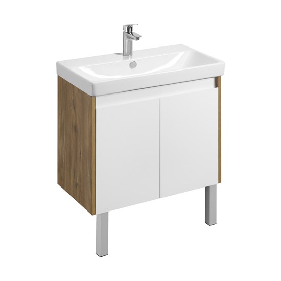 AQUATON Тумба под раковину Сканди Doors 80 Белый глянец/Дуб Рустикальный (1A282901SDZ90) 1A282901SDZ90 - фото 309600