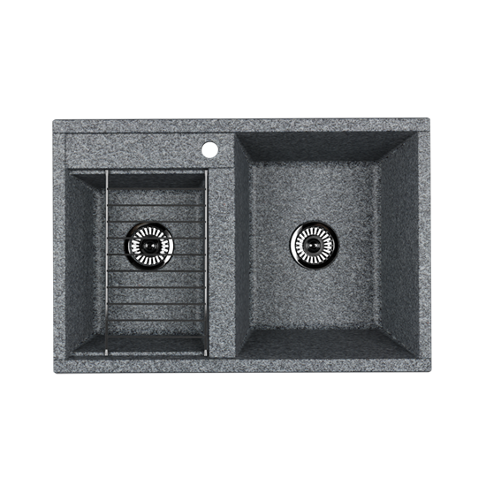 AQUATON Мойка для кухни Делия 78 DBL, 2 чаши, серый (1A723132DE230) 1A723132DE230 - фото 310685