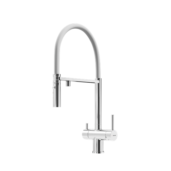 SANCOS Смеситель для кухни Imola с гибким изливом и возможностью подключения фильтра для воды, цвет хром с белым изливом, арт. SC4010CH SC4010CHwh