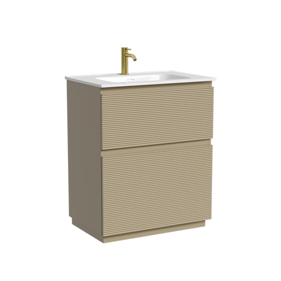 SANCOS Тумба напольная с рельефным фасадом Folk Floor 690х445х850, c двумя ящиками оснащенными доводчиками скрытого монтажа с системой плавного закрывания, цвет Капучино, арт.FL70FCP FL70FCP