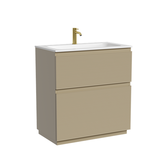 SANCOS Тумба напольная с рельефным фасадом Folk Floor 790х445х850, c двумя ящиками оснащенными доводчиками скрытого монтажа с системой плавного закрывания, цвет Капучино, арт.FL80FCP FL80FCP