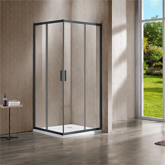 VINCEA Garda Душевой уголок прямоугольный размер 120x80 см, двери раздвижные, профиль - вороненая сталь / стекло - прозрачное VSS-1G8012CLGM