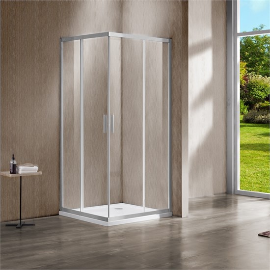VINCEA Garda Душевой уголок квадратный размер 110x110 см, двери раздвижные, профиль - брашированный никель / стекло - прозрачное VSS-1G1111CLBN