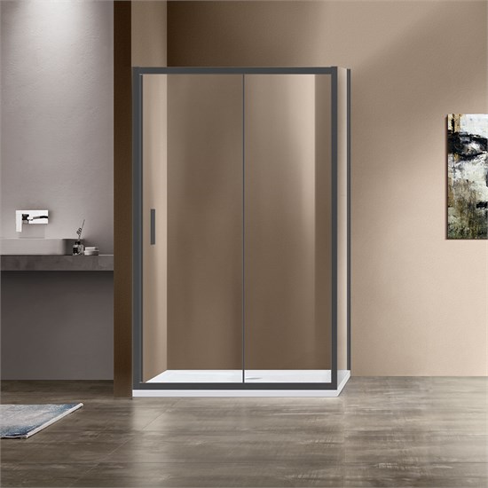 VINCEA Garda Душевой уголок прямоугольный размер 120x90 см, двери раздвижные, профиль - вороненая сталь / стекло - прозрачное VSR-1G9012CLGM