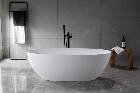 VINCEA Ванна Solid Surface VBT-4S01MW, 1700*760*560, белый мат., слив-перелив в комплекте VBT-4S01MW - фото 319131