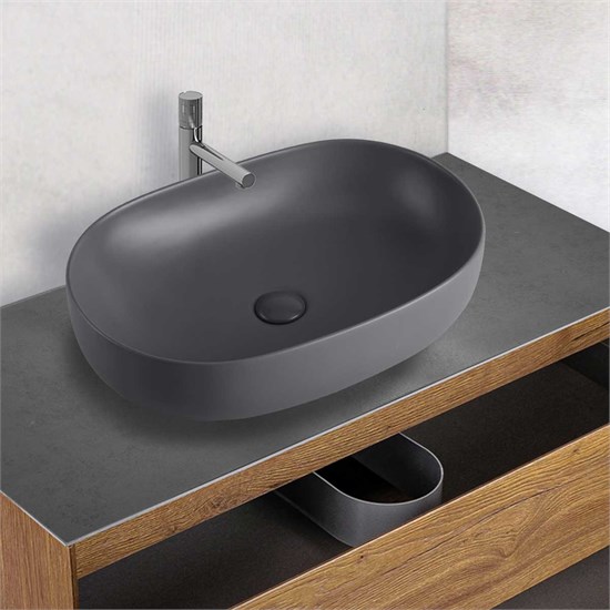 VINCEA Раковина керамическая VBS-113MA, 600*415*135, накладная, цвет антрацит матовый VBS-113MA - фото 319272